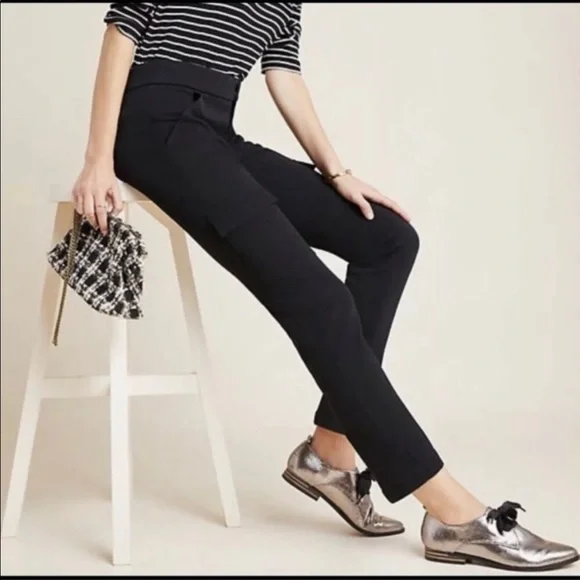 Anthropologie The Essential Slim Black Cargo Pants - Picture 2 of 10